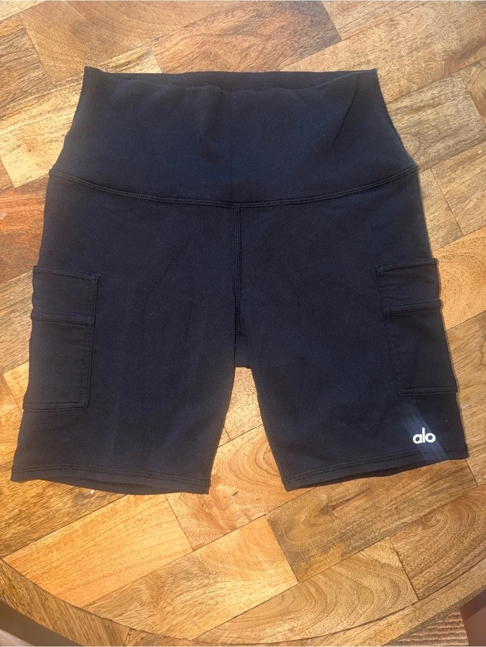 Alo High-Waist Black Cargo Bike Shorts